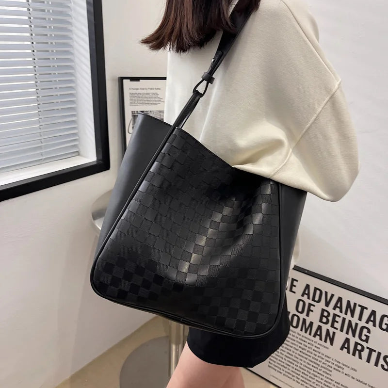 Yellow Pu Leather Shoulder Bag Waterproof Large Capacity Totes