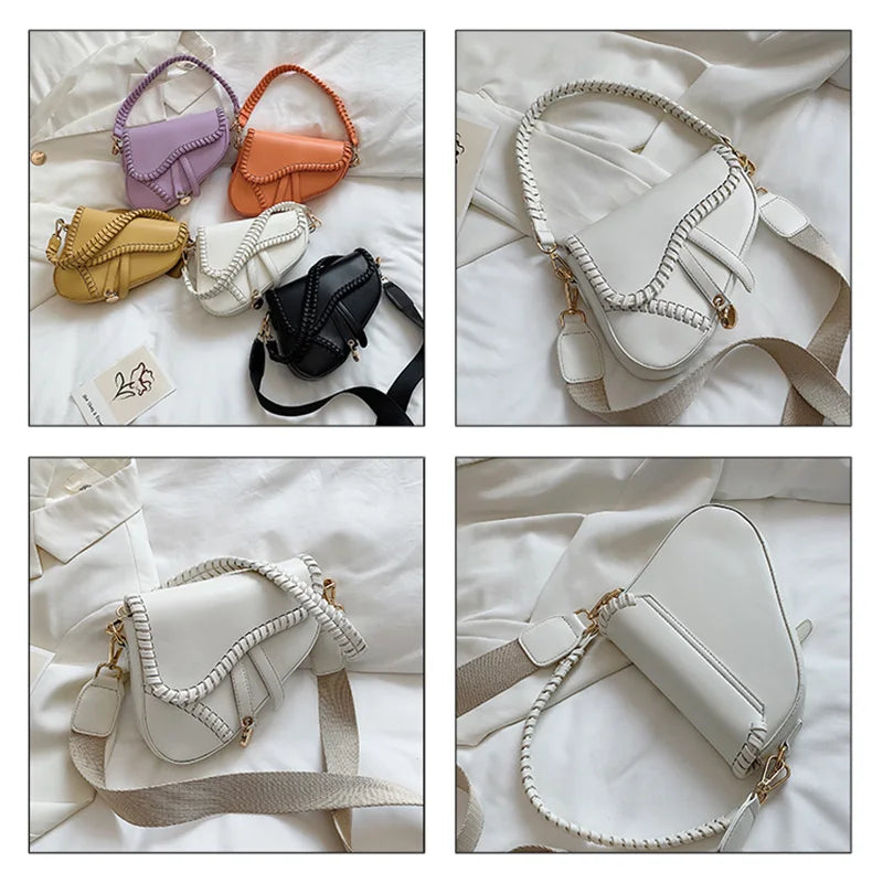 Women's PU Leather Saddle Bag Crossbody Handbags