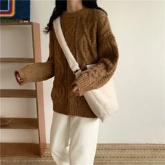 Soft Faux Fur Women Messenger Bag Large Capacity Shoulder Tote