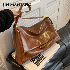 Vintage PU Leather Shoulder Bag for Women Large Tote Handbag Bolsos Sac