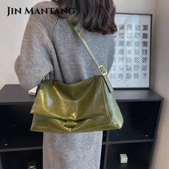 Vintage PU Leather Shoulder Bag for Women Large Tote Handbag Bolsos Sac