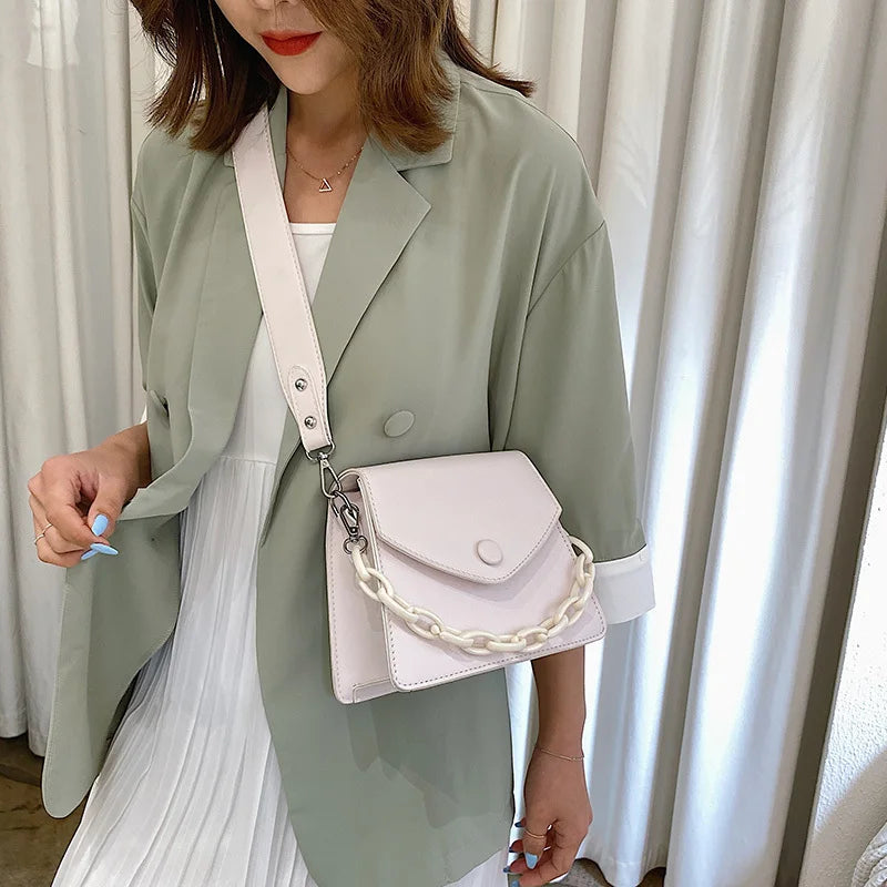 Thick Chain Small PU Leather Crossbody Bag for Women