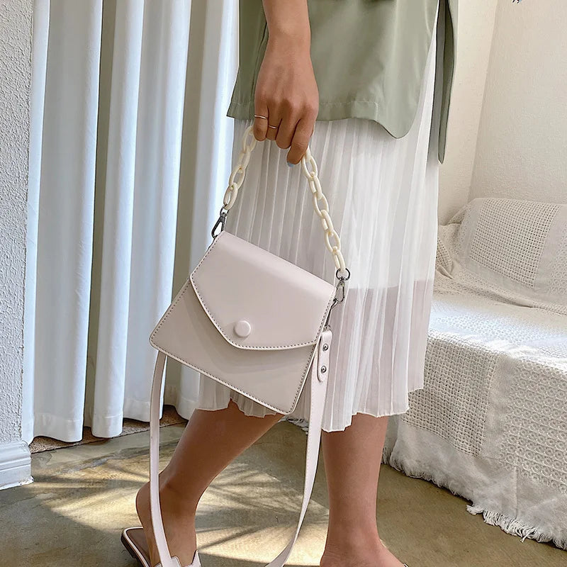 Thick Chain Small PU Leather Crossbody Bag for Women