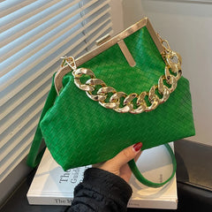 Solid Weaving Crossbody Bag for Women Small Clutch Female Party Handbags