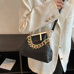 Solid Weaving Crossbody Bags For Women Small Clutch Female Party Handbags And Pu