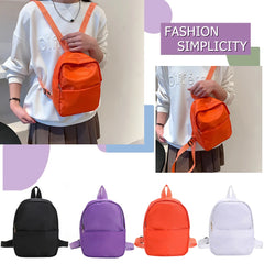 Solid Women Nylon Backpack Teenage Girl School Bag
