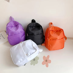 Solid Women Nylon Backpack Teenage Girl School Bag