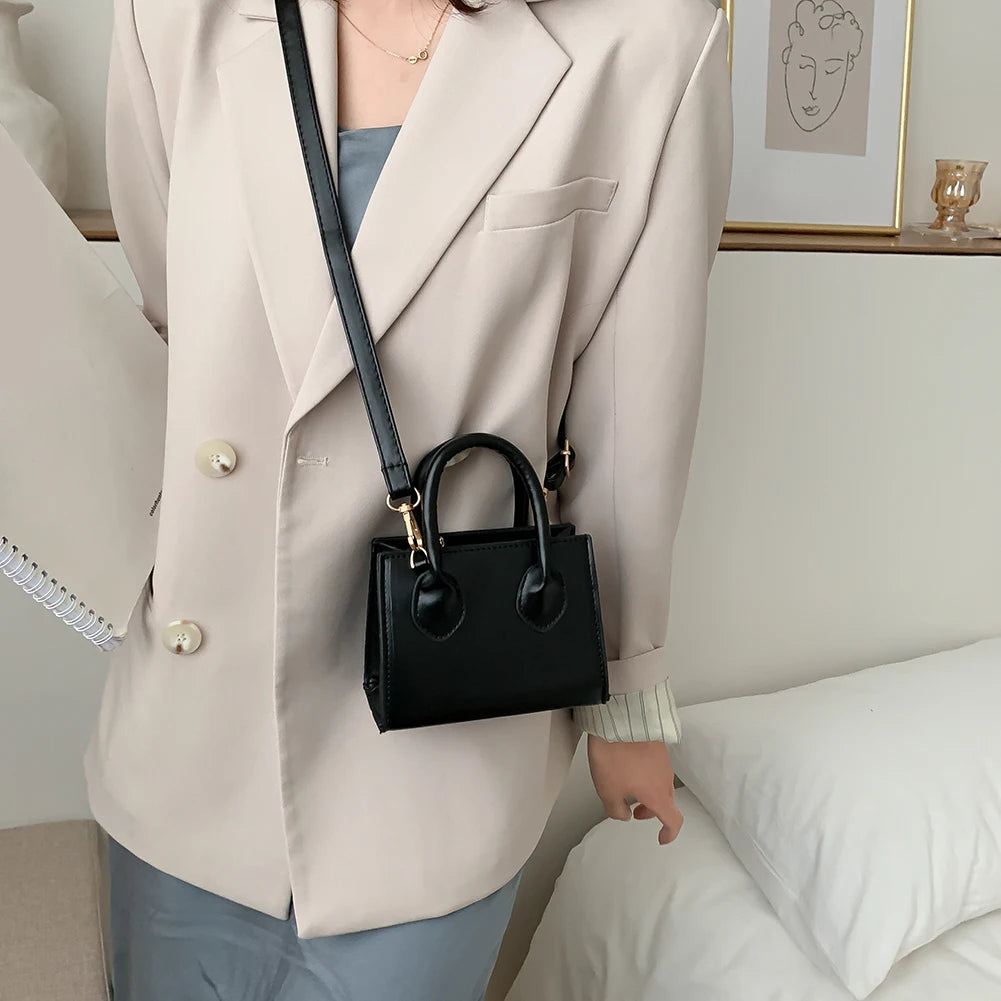 Solid Women Shoulder Handbag Small Totes Crossbody Bags PU Leather