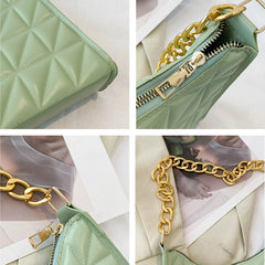 Plaid PU Leather Ladies Shoulder Bag Chain Handbag