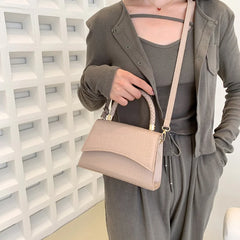 Women's Solid PU Leather Shoulder Bag Top Handle Crossbody Bag