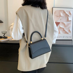 Women's Solid PU Leather Shoulder Bag Top Handle Crossbody Bag