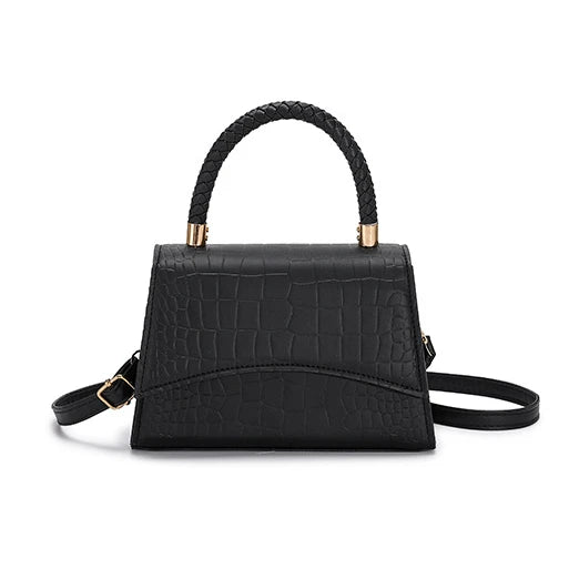 Women's Solid PU Leather Shoulder Bag Top Handle Crossbody Bag