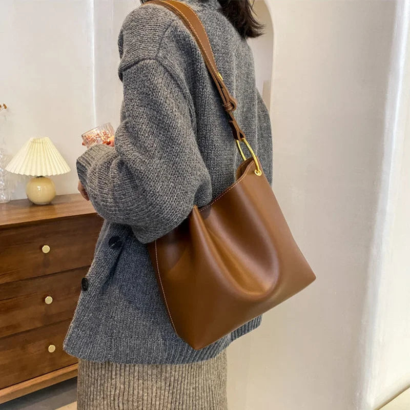 Solid Shoulder Bags Women Composite Bag Tender Totes Big Capacity Underarm
