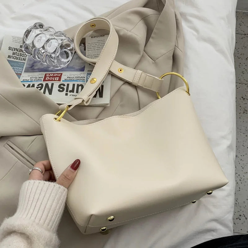 Solid Shoulder Bags Women Composite Bag Tender Totes Big Capacity Underarm