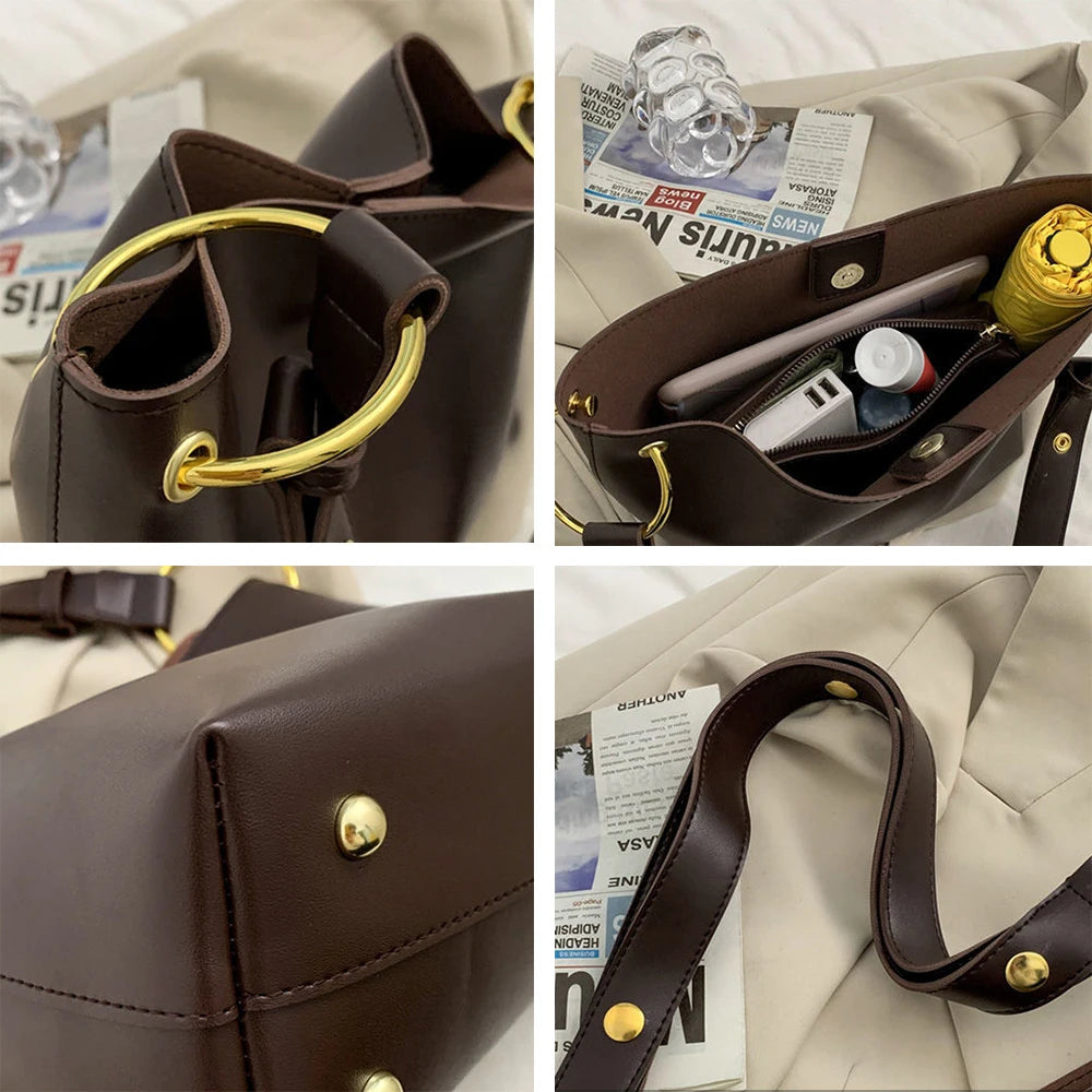 Solid Shoulder Bags Women Composite Bag Tender Totes Big Capacity Underarm