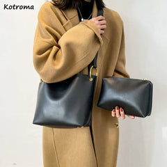 Solid Shoulder Bags Women Composite Bag Tender Totes Big Capacity Underarm