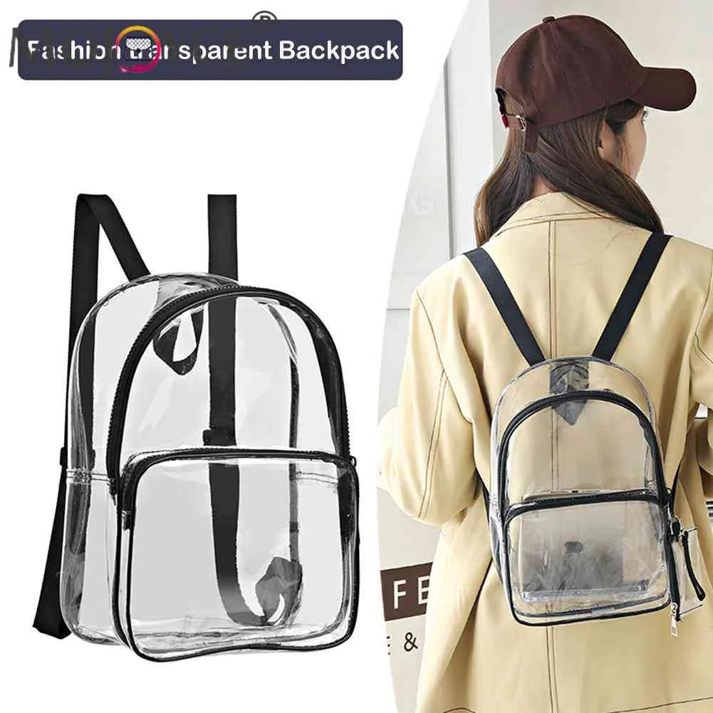 Transparent PVC Backpack Waterproof School Bag Lucency Large Capacity
