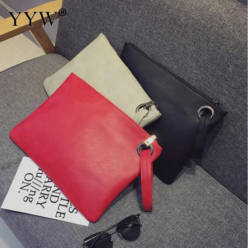 Women's Leather Wristlet Clutch Envelope Bag