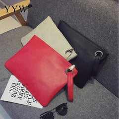 Women's Leather Wristlet Clutch Envelope Bag