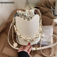 Stylish Tote Bucket Bag PU Leather Women's Handbag