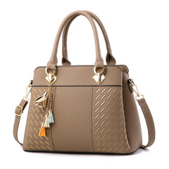 Solid PU Crossbody Bag Women Zipper Totes Streetwear Female Handbag