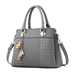 Solid PU Crossbody Bag Women Zipper Totes Streetwear Female Handbag