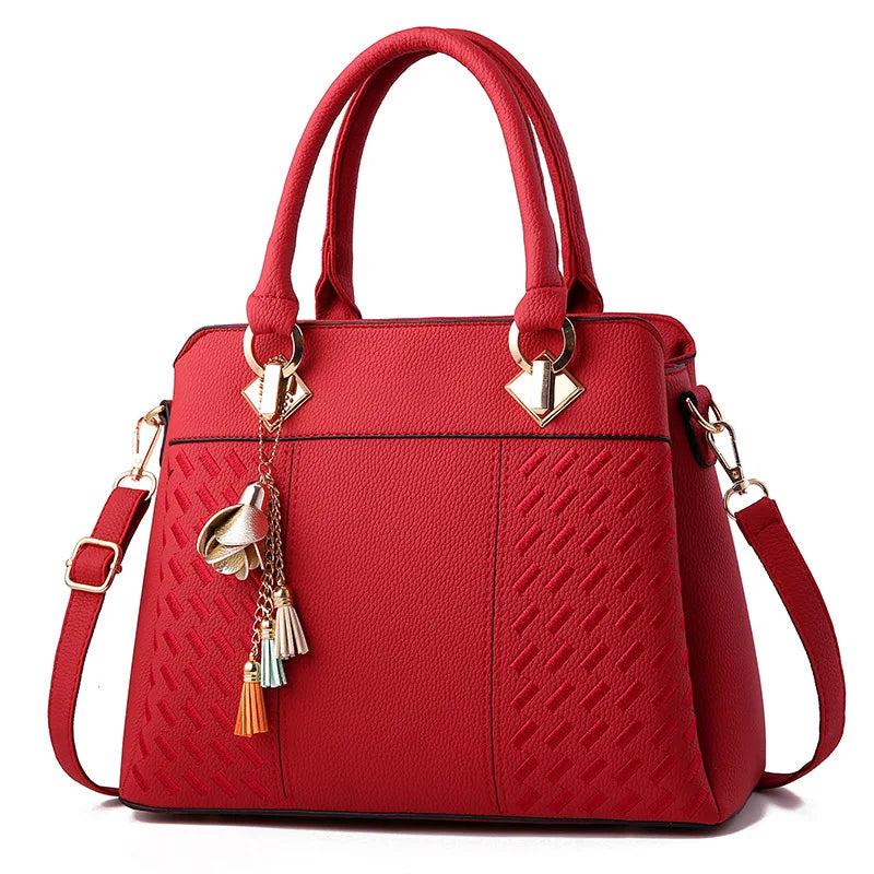 Solid PU Crossbody Bag Women Zipper Totes Streetwear Female Handbag