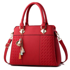 Solid PU Crossbody Bag Women Zipper Totes Streetwear Female Handbag