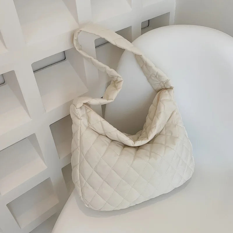 Large Capacity Cloud Bag Lingge Embroidery Down Dumpling Crossbody Bag
