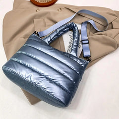 Quilted Puffer Padded Handbag Lightweight Messenger Bag for Outdoor