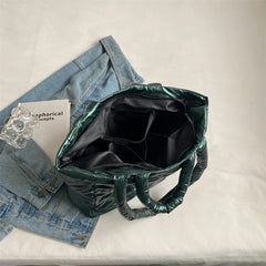 Down Cotton Handbag Large Tote Winter Soft Padded Shoulder Bags For Women