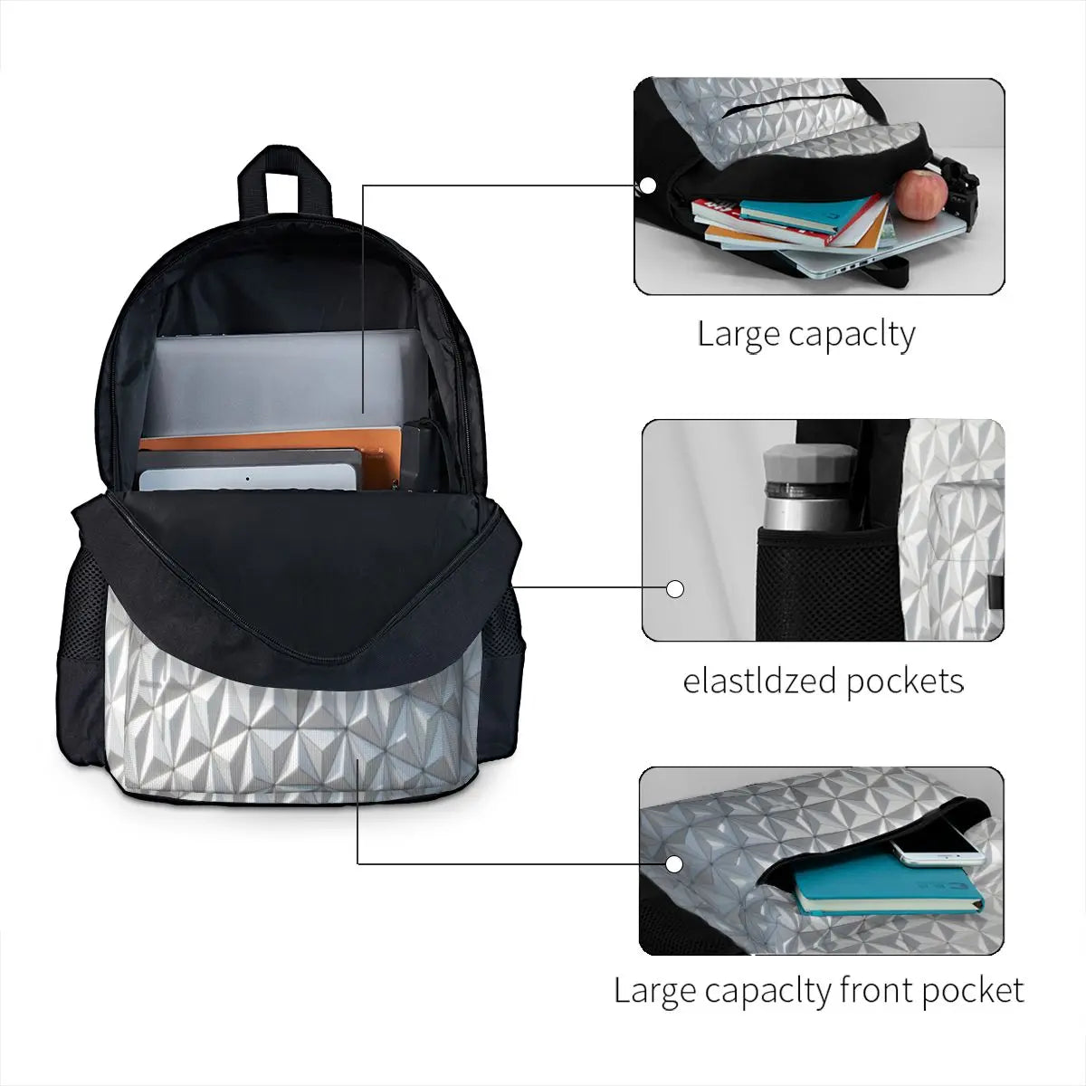 Spaceship Earth 2 Backpacks Men's & Women's Zipper School Bag
