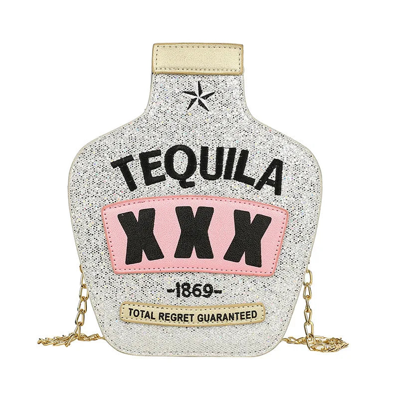 Tequila Bottle Clutch Purse Handbag Chain Shoulder Bag