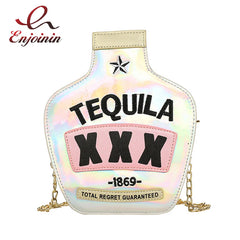 Tequila Bottle Clutch Purse Handbag Chain Shoulder Bag