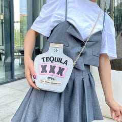 Tequila Bottle Clutch Purse Handbag Chain Shoulder Bag