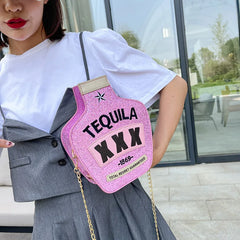 Tequila Bottle Clutch Purse Handbag Chain Shoulder Bag