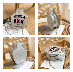Tequila Bottle Clutch Purse Handbag Chain Shoulder Bag