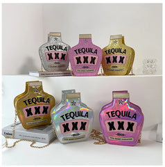 Tequila Bottle Clutch Purse Handbag Chain Shoulder Bag