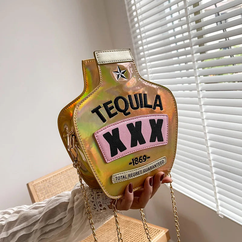 Tequila Bottle Clutch Purse Handbag Chain Shoulder Bag