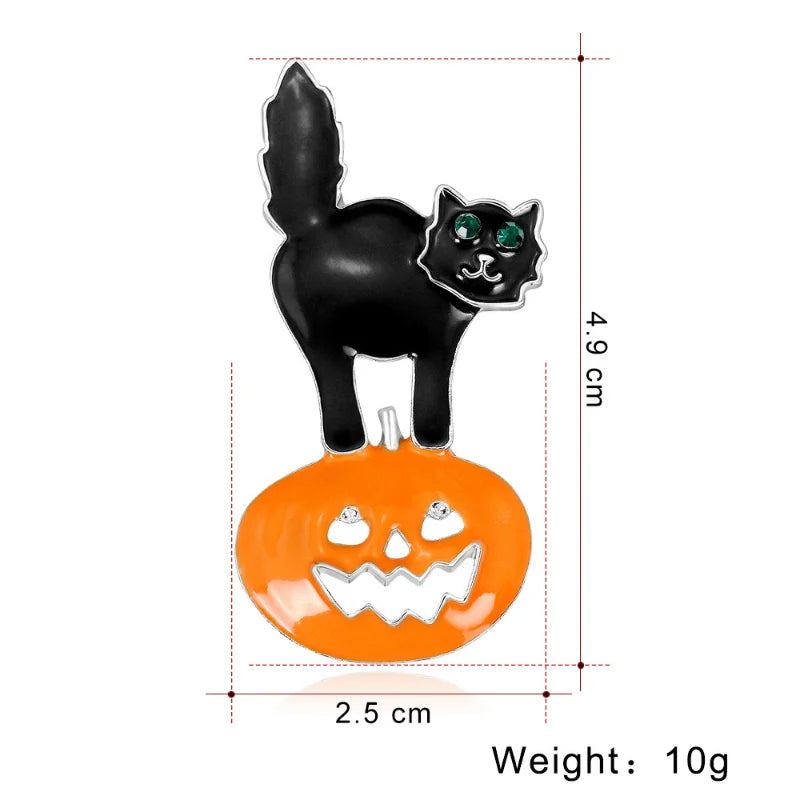 Halloween Pumpkin Rhinestone Brooch Pin