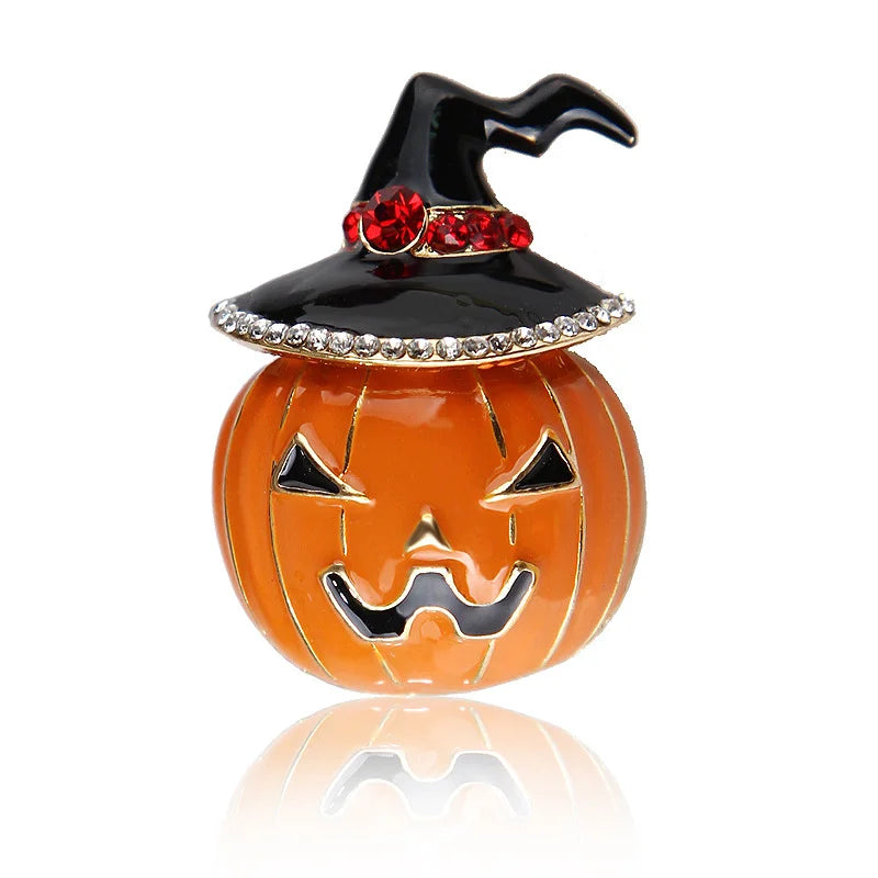 Halloween Pumpkin Rhinestone Brooch Pin