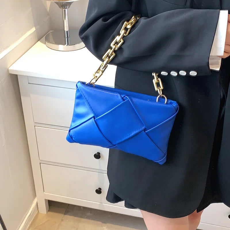 Women's PU Leather Crossbody Sling Bag Chain Shoulder Envelope Clutch