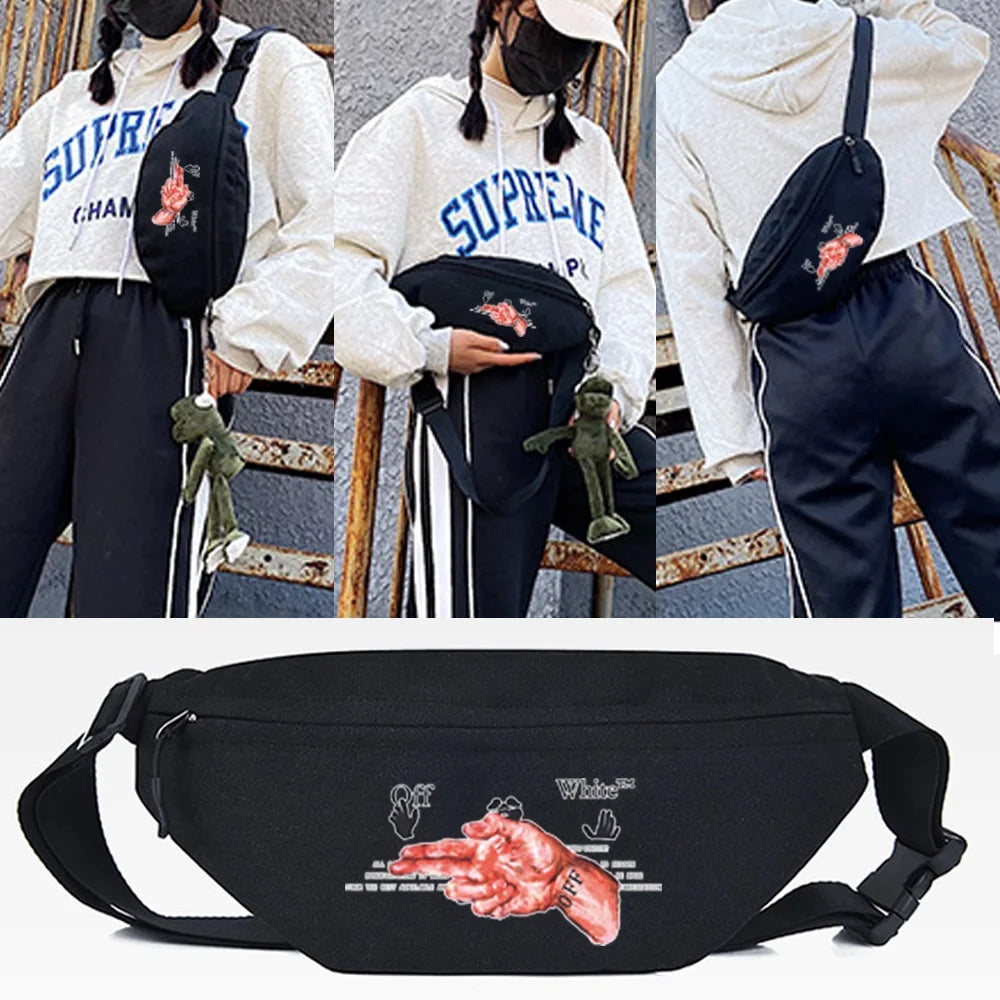 Gesture Print Crossbody Bag for Sports Running Gym, Portable Wallet Pouch