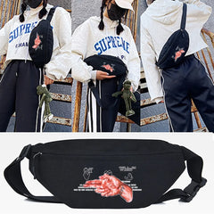 Gesture Print Crossbody Bag for Sports Running Gym, Portable Wallet Pouch