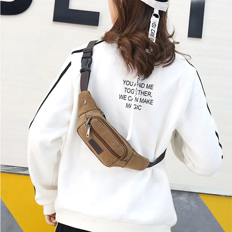 Canvas Hidden Anti-theft Waist Pack for Men Women