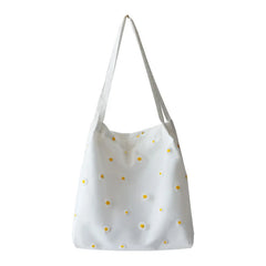 Spring Summer Canvas Bag Women's Shoulder Bag Lace Mesh Daisy Cloth Bag