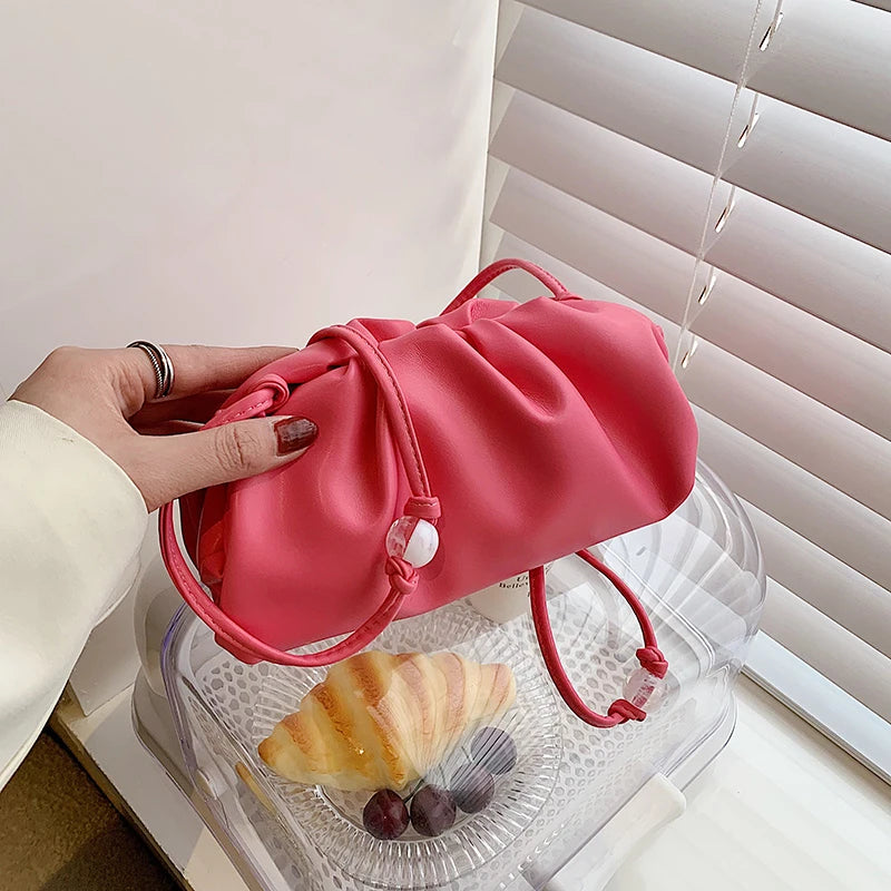 Soft Pu Leather Crossbody Bag for Women Pleated Cloud Bag
