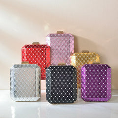 Spring Women Plaid Mini Evening Bag Red Purple Clutch Wedding Shoulder Bag