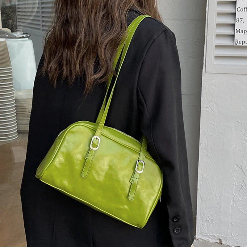 Spring Green PU Leather Shoulder Bag for Women