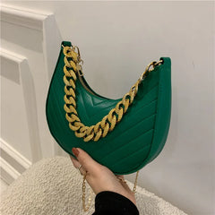 Spring Portable Hobos Bags Women Retro Chain Solid Crossbody Shoulder Handbag